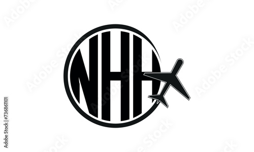 NHH three initial letter circle tour & travel agency logo design vector template. hajj Umrah agency, abstract, wordmark, business, monogram, minimalist, brand, company, flat, tourism agency, tourist photo