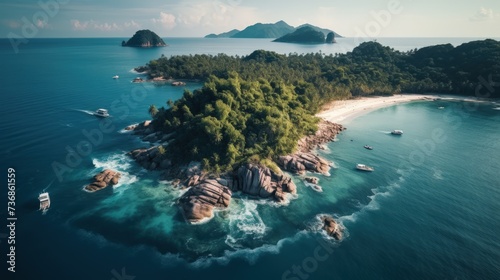 Aerial view of a tropical island illustration photo