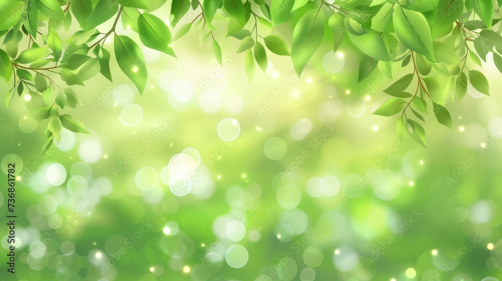 Spring background, green tree leaves on blurred background Spring background, green tree leaves on blurred background