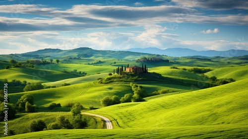 Green toscana hills beautiful Italy landscape