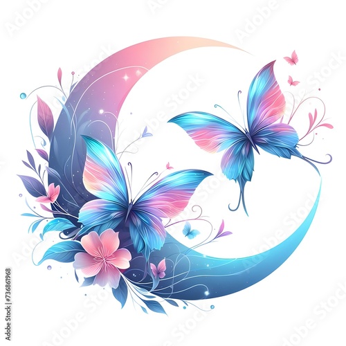 Beautiful banner with a moon and a butterfly