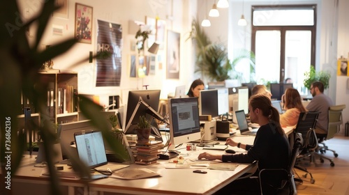 Team Of Designers Working At Desks In Modern Office