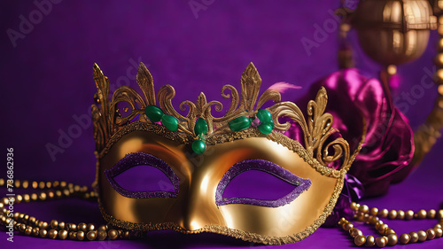 mardi gras mask on parpal background photo