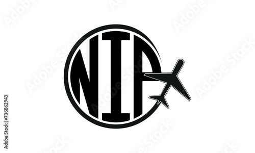NIP three initial letter circle tour & travel agency logo design vector template. hajj Umrah agency, abstract, wordmark, business, monogram, minimalist, brand, company, flat, tourism agency, tourist