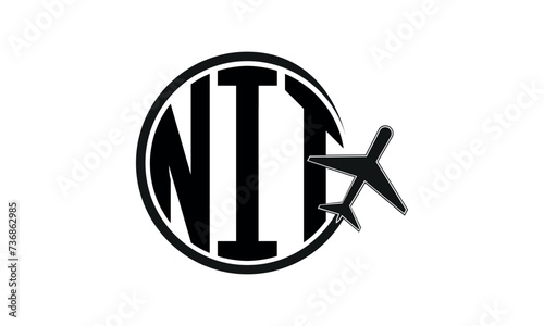 NIT three initial letter circle tour & travel agency logo design vector template. hajj Umrah agency, abstract, wordmark, business, monogram, minimalist, brand, company, flat, tourism agency, tourist