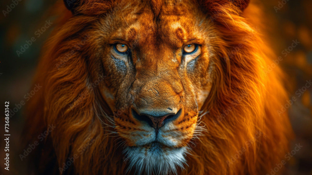 Regal Lion Close-Up with Fierce Gaze Portrait Regal Lion Close-Up with Fierce Gaze Portrait