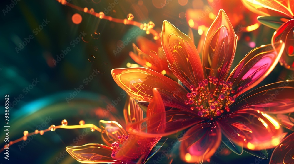 Beautiful spring flowers background with bokeh lights. 3d rendering Beautiful spring flowers background with bokeh lights. 3d rendering