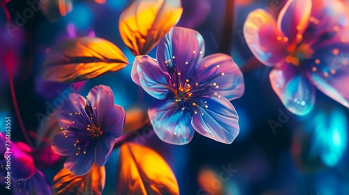 Beautiful spring flowers on a blue background, close-up.