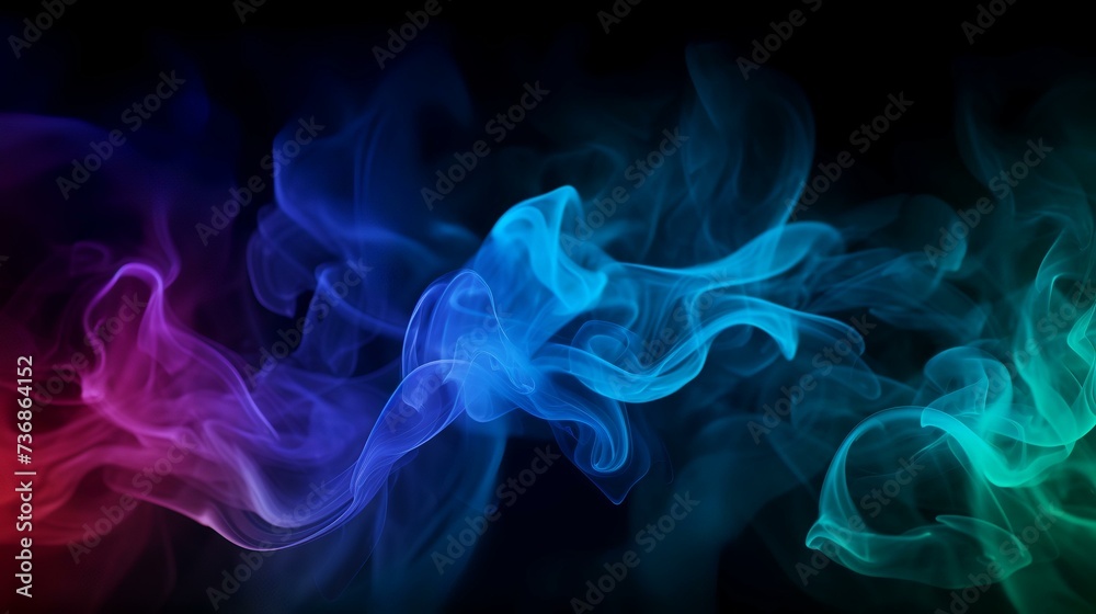 Abstract multicolored smoke on a black background close-up