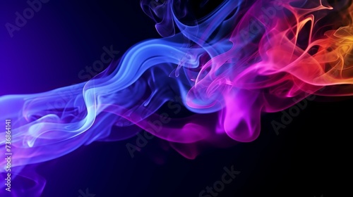 Abstract colored smoke on a black background  a close-up of the photo