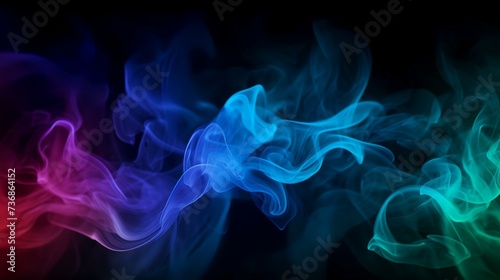 Abstract multicolored smoke on a black background close-up