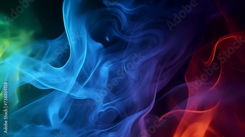 Abstract colored smoke on a black background, a close-up of the photo