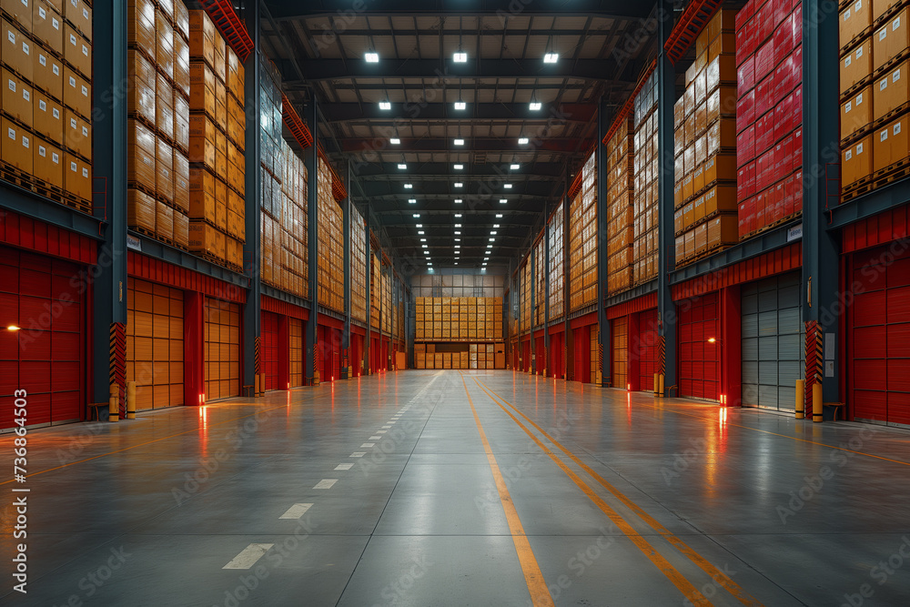 Empty warehouse in logistic center