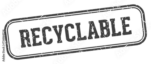 recyclable stamp. recyclable rectangular stamp on white background