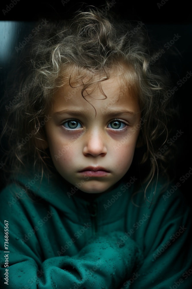 Adorable little girl with an intense and captivating gaze, looking directly at the camera Adorable little girl with an intense and captivating gaze, looking directly at the camera