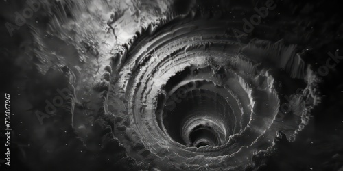 Black and white vortex reality twisting in mesmerizing patterns. photo