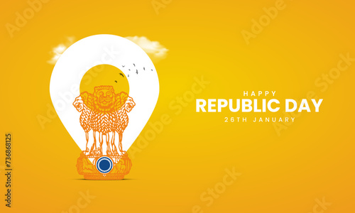 Indian Republic Day Celebrations Creative ads. Republic day creative design. 3D Illustration