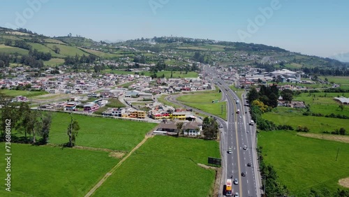 Aerial Road network Tambillo, Mejía Canton, Pichincha Province, Ecuador photo