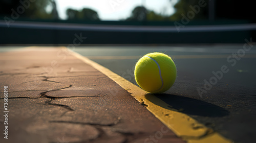 Professional photo of tennis court, racket and ball staged © jiejie