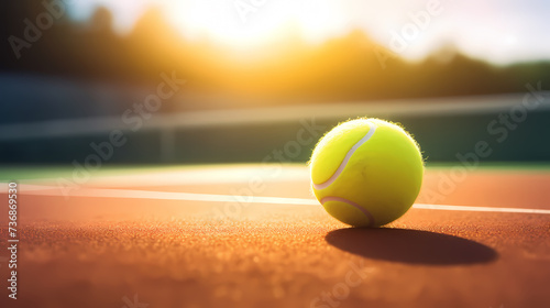 Professional photo of tennis court, racket and ball staged © jiejie