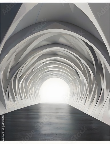 smooth minimal white abstract background tunnel geometric gray wallpaper Generative AI