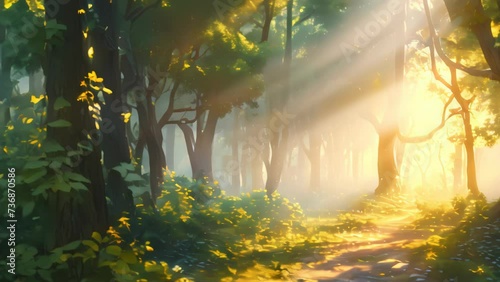 Cartoon background of forest illustration anime. cartoon and anime style	
 photo