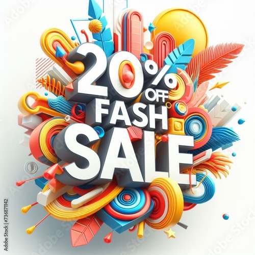 20 percent off flash sale text design 