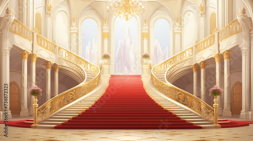 Palace interior vector castle room background.