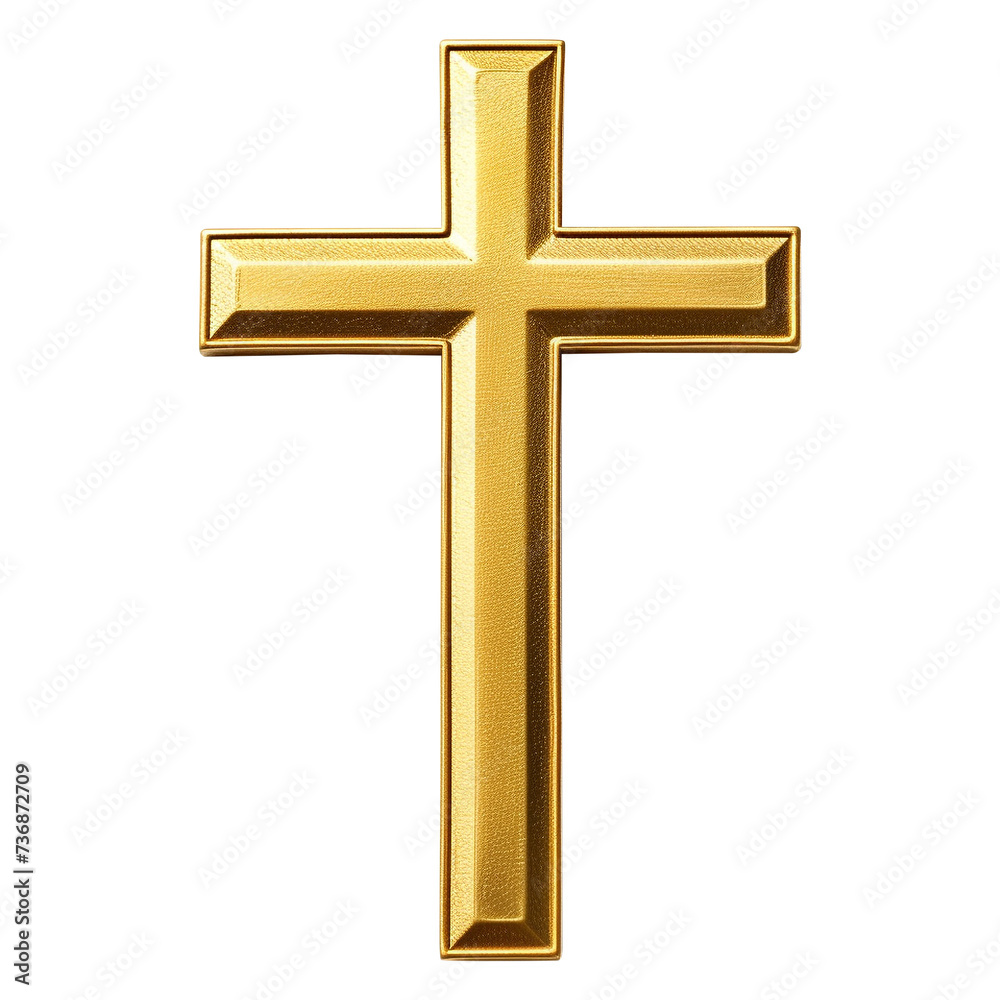 golden cross isolated on transparent background