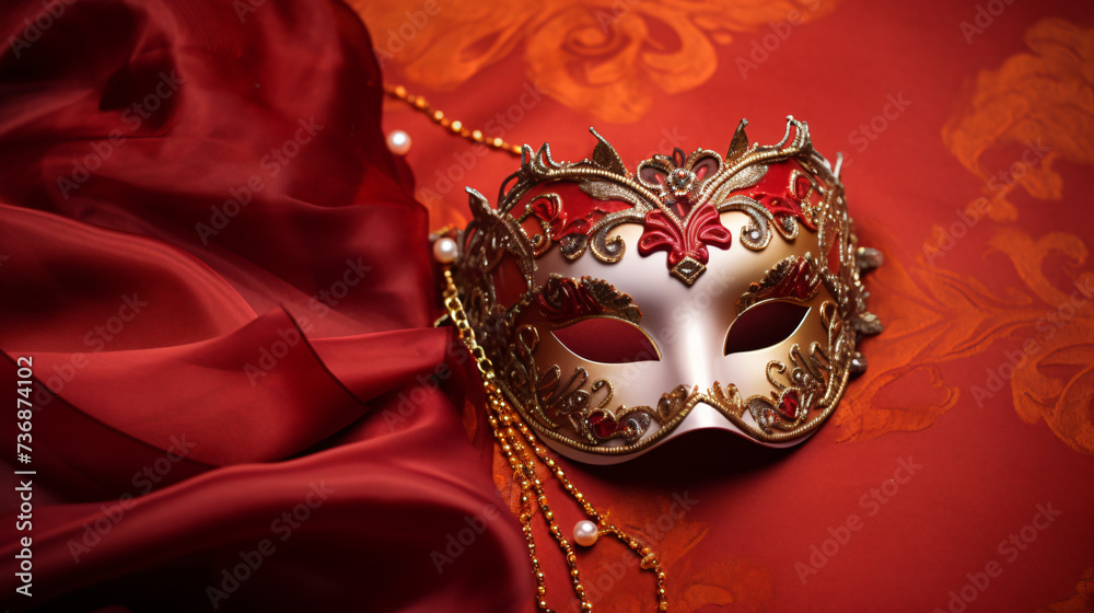 Photo of elegant and delicate Venetian mask over.