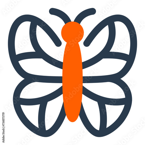 Butterfly on Blooming Flowers Vector Icon Illustration