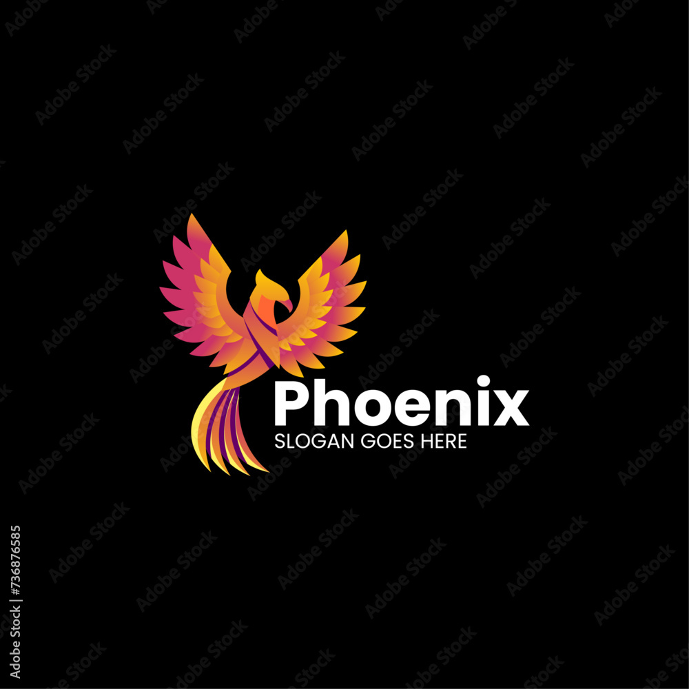 Obraz premium Vector Logo Illustration Phoenix Gradient Colorful Style