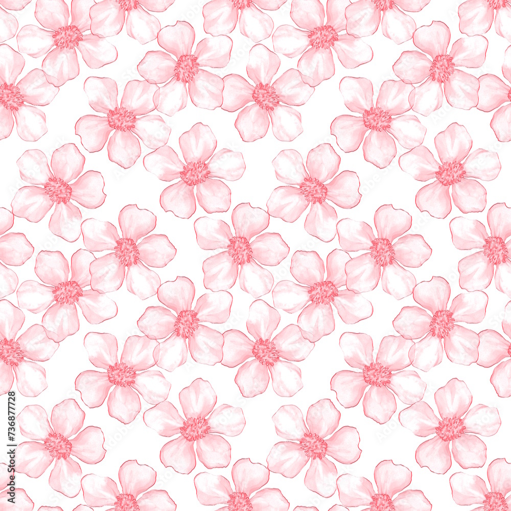 Delicate floral background. Seamless pattern of pink simple flowers. Delicate floral background. Seamless pattern of pink simple flowers.