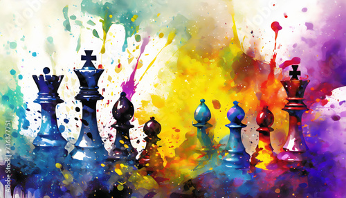 Lively chess pieces photo