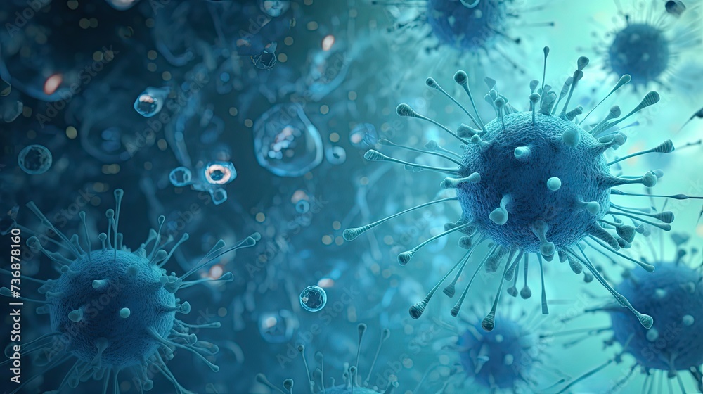 Obraz premium wallpaper with virus, blue colors