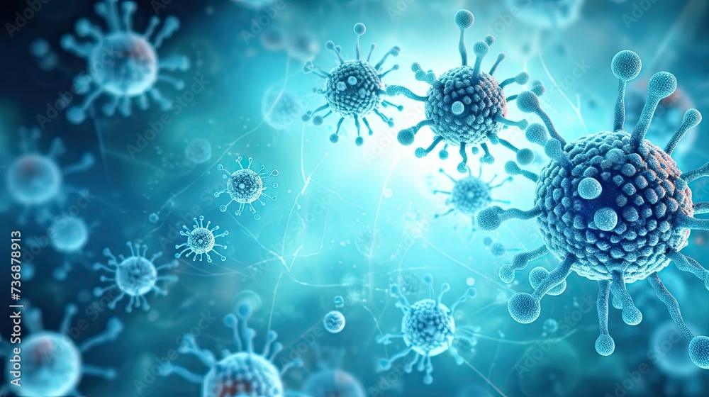 wallpaper with virus, blue colors wallpaper with virus, blue colors