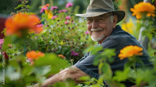 Blissful Serenity: A Joyful Retiree Embracing Nature's Vibrant Tapestry