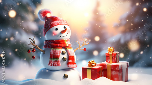 Snowman celebrates Christmas © jiejie