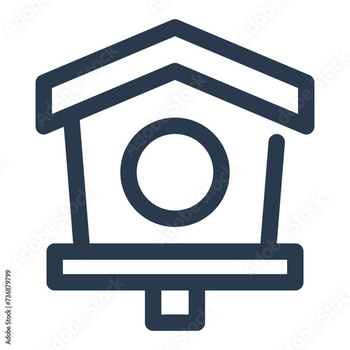 Birdhouse in Blossoming Garden Vector Icon Illustration