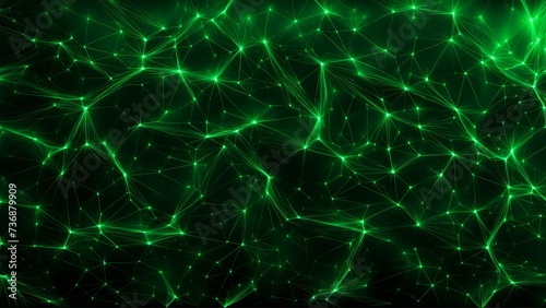 Futuristic technology nodes pattern in black and green abstract design 