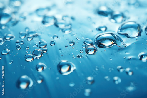 Ephemeral Elegance: Water Bubbles on Blue Surface