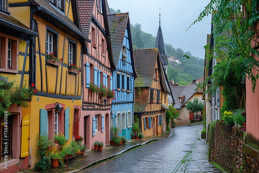 Vibrant historic half-timbered homes in one of France's prettiest villages.