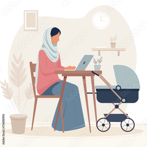 Indian woman work from home mom