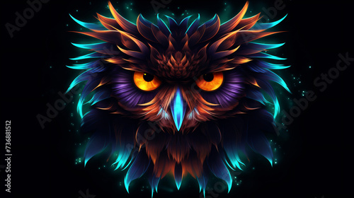 neon glowing owl