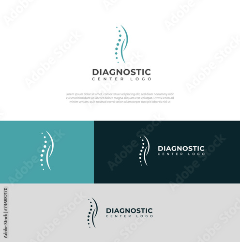 Creative Spine diagnostics logo design vector template .