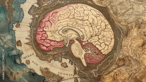 Antique Map Brain photo