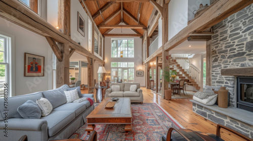Discover the beauty of repurposed architecture in this thoughtfully restored barn conversion featuring original wooden beams and stone accents.