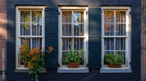 Amsterdam home features beautiful windows.
