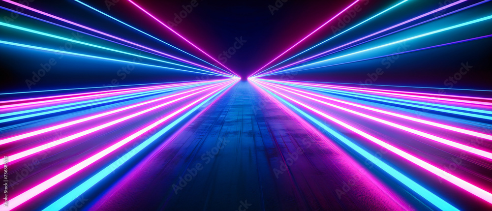 Neon Journey: A Path Illuminated by Futuristic Neon Lights, Guiding ...