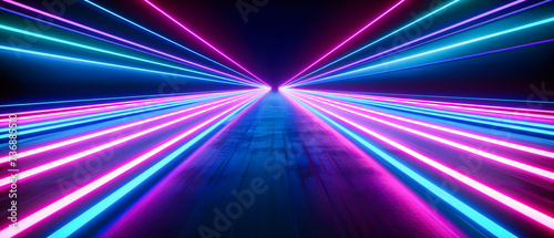 Neon Journey: A Path Illuminated by Futuristic Neon Lights, Guiding Through a Digital Landscape of Endless Possibilities